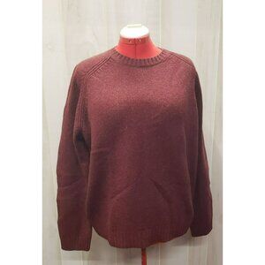 J Crew LambsWool Sweater, Dark Red, Size L, Crew Neck, L/S, Small Hole